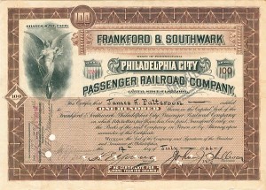 Frankford and Southwark Philadelphia City Passenger Railroad Co. - Stock Certificate